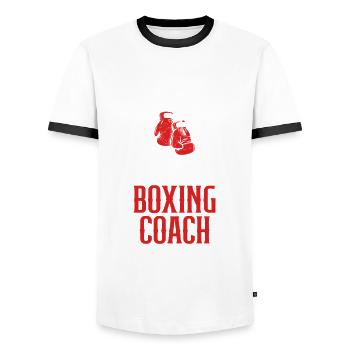 Funny Boxing Boxer Trainer Gift - Men's Ringer Shirt - white/black - Front - AI Model Female 172 light (172cm) & AI Model Male 178 dark (178cm)