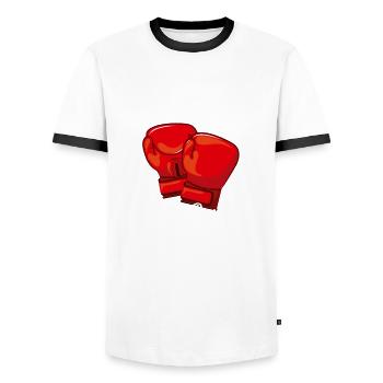 Drôle de boxer de boxe cadeau - T-shirt contrasté Homme - blanc/noir - Devant - AI Model Female 172 light (172cm) & AI Model Male 178 dark (178cm)