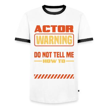 Drôle d’acteur Actrice Cadeau - T-shirt contrasté Homme - blanc/noir - Devant - AI Model Female 172 light (172cm) & AI Model Male 178 dark (178cm)