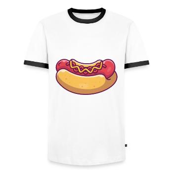 Hot Dog Hot Dogs Liebhaber Geschenk - Männer Kontrast-T-Shirt - Weiß/Schwarz - Vorne - AI Model Female 172 light (172cm) & AI Model Male 178 dark (178cm)