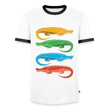 Alligator Alligator Crocodile Crocodile - T-shirt contrasté Homme - blanc/noir - Devant - AI Model Female 172 light (172cm) & AI Model Male 178 dark (178cm)