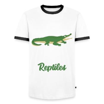 Alligator Alligator Crocodile Crocodile - T-shirt contrasté Homme - blanc/noir - Devant - AI Model Female 172 light (172cm) & AI Model Male 178 dark (178cm)