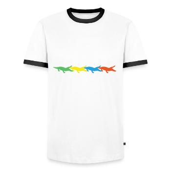 Alligator Alligator Crocodile Crocodile - T-shirt contrasté Homme - blanc/noir - Devant - AI Model Female 172 light (172cm) & AI Model Male 178 dark (178cm)