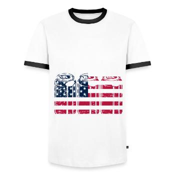 America USA American American - Men's Ringer Shirt - white/black - Front - AI Model Female 172 light (172cm) & AI Model Male 178 dark (178cm)