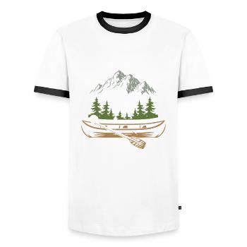 Kayak Canoë - T-shirt contrasté Homme - blanc/noir - Devant - AI Model Female 172 light (172cm) & AI Model Male 178 dark (178cm)