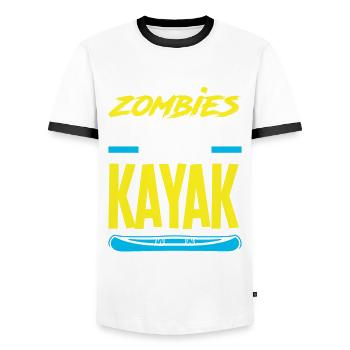 Kajak Kanu - Männer Kontrast-T-Shirt - Weiß/Schwarz - Vorne - AI Model Female 172 light (172cm) & AI Model Male 178 dark (178cm)