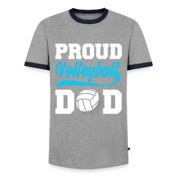 Drôle de volleyball Papa Cadeau - T-shirt contrasté Homme - gris/marine  - Devant - AI Model Female 172 light (172cm) & AI Model Male 178 light (178cm)