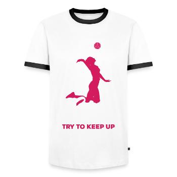 Drôle de cadeau de fille de volleyball - T-shirt contrasté Homme - blanc/noir - Devant - AI Model Female 172 light (172cm) & AI Model Male 178 dark (178cm)