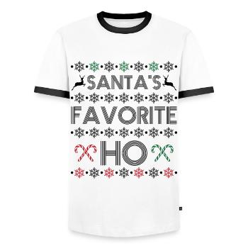 Santa's favorite ho - Men's Ringer Shirt - white/black - Front - AI Model Female 172 light (172cm) & AI Model Male 178 dark (178cm)