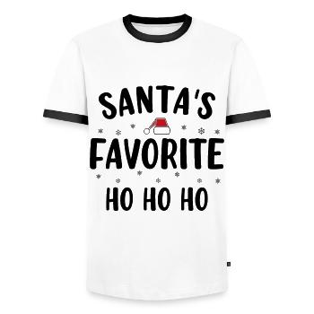 Santa's favorite ho - Men's Ringer Shirt - white/black - Front - AI Model Female 172 light (172cm) & AI Model Male 178 dark (178cm)