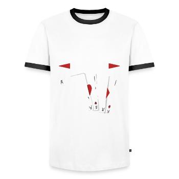Poker Player Poker Player Poker Gift - Men's Ringer Shirt - white/black - Front - AI Model Female 172 light (172cm) & AI Model Male 178 dark (178cm)