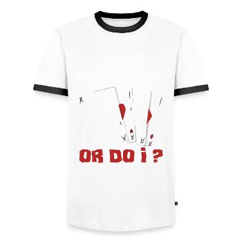 Poker Player Poker Player Poker Gift - Men's Ringer Shirt - white/black - Front - AI Model Female 172 light (172cm) & AI Model Male 178 dark (178cm)