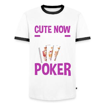 Poker Player Poker Player Poker Gift - Men's Ringer Shirt - white/black - Front - AI Model Female 172 light (172cm) & AI Model Male 178 dark (178cm)