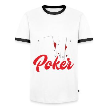 Joueur de poker Joueur de poker Cadeau de poker - T-shirt contrasté Homme - blanc/noir - Devant - AI Model Female 172 light (172cm) & AI Model Male 178 dark (178cm)