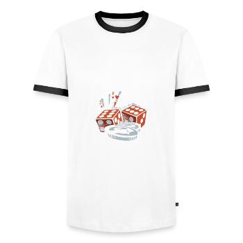 Joueur de poker Joueur de poker Cadeau de poker - T-shirt contrasté Homme - blanc/noir - Devant - AI Model Female 172 light (172cm) & AI Model Male 178 dark (178cm)