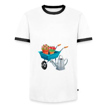 Keine Zeit Der Garten Ruft Lustiges Gärtner Garten - Männer Kontrast-T-Shirt - Weiß/Schwarz - Vorne - AI Model Female 172 light (172cm) & AI Model Male 178 dark (178cm)