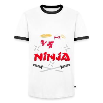 Drums Drummer Gift - T-shirt contrasté Homme - blanc/noir - Devant - AI Model Female 172 light (172cm) & AI Model Male 178 dark (178cm)