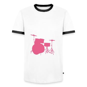 Drums Girl Drummer Gift - Men's Ringer Shirt - white/black - Front - AI Model Female 172 light (172cm) & AI Model Male 178 dark (178cm)