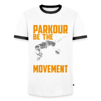 Lustiges Parkourläufer Freerunner Geschenk - Männer Kontrast-T-Shirt - Weiß/Schwarz - Vorne - AI Model Female 172 light (172cm) & AI Model Male 178 dark (178cm)