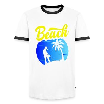 Funny Probing Metal Detector Detector - Men's Ringer Shirt - white/black - Front - AI Model Female 172 light (172cm) & AI Model Male 178 dark (178cm)