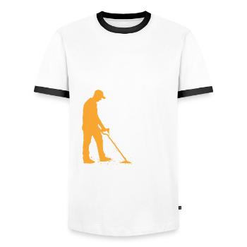 Funny Probing Metal Detector Detector - Men's Ringer Shirt - white/black - Front - AI Model Female 172 light (172cm) & AI Model Male 178 dark (178cm)