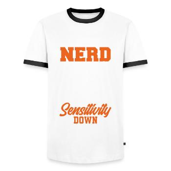 Funny Probing Metal Detector Detector - Men's Ringer Shirt - white/black - Front - AI Model Female 172 light (172cm) & AI Model Male 178 dark (178cm)
