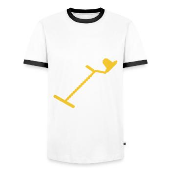Funny Probing Metal Detector Detector - Men's Ringer Shirt - white/black - Front - AI Model Female 172 light (172cm) & AI Model Male 178 dark (178cm)