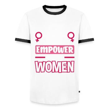 Feminismus Feministin - Männer Kontrast-T-Shirt - Weiß/Schwarz - Vorne - AI Model Female 172 light (172cm) & AI Model Male 178 dark (178cm)