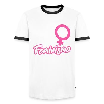 Feminismus Feministin - Männer Kontrast-T-Shirt - Weiß/Schwarz - Vorne - AI Model Female 172 light (172cm) & AI Model Male 178 dark (178cm)