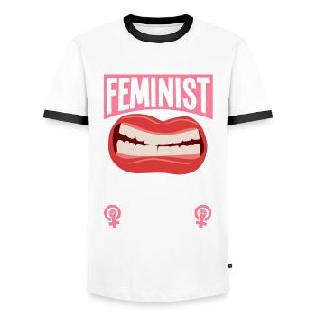 Feminismus Feministin - Männer Kontrast-T-Shirt - Weiß/Schwarz - Vorne - AI Model Female 172 light (172cm) & AI Model Male 178 dark (178cm)