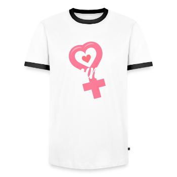 Feminismus Feministin - Männer Kontrast-T-Shirt - Weiß/Schwarz - Vorne - AI Model Female 172 light (172cm) & AI Model Male 178 dark (178cm)