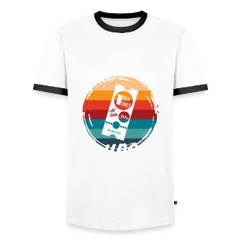 Funny Extreme Couponing Coupon Gift - Men's Ringer Shirt - white/black - Front - AI Model Female 172 light (172cm) & AI Model Male 178 dark (178cm)