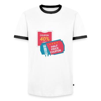 Funny Extreme Couponing Coupon Gift - Men's Ringer Shirt - white/black - Front - AI Model Female 172 light (172cm) & AI Model Male 178 dark (178cm)