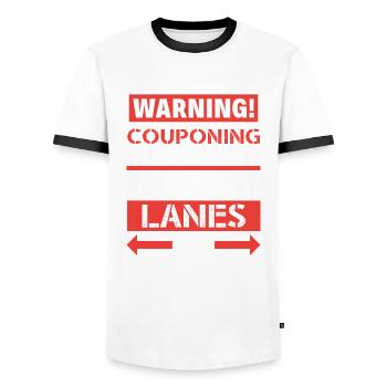 Funny Extreme Couponing Coupon Gift - Men's Ringer Shirt - white/black - Front - AI Model Female 172 light (172cm) & AI Model Male 178 dark (178cm)