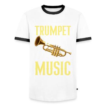 Trompete Trompeter Trompeten Spieler - Männer Kontrast-T-Shirt - Weiß/Schwarz - Vorne - AI Model Female 172 light (172cm) & AI Model Male 178 dark (178cm)