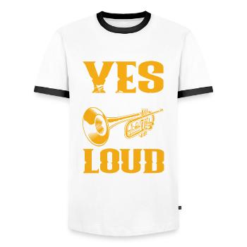Trumpet Trumpeter Trumpet Player - Men's Ringer Shirt - white/black - Front - AI Model Female 172 light (172cm) & AI Model Male 178 dark (178cm)