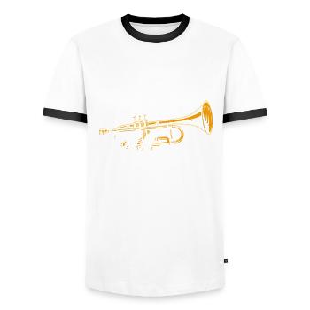 Trompete Trompeter Trompeten Spieler - Männer Kontrast-T-Shirt - Weiß/Schwarz - Vorne - AI Model Female 172 light (172cm) & AI Model Male 178 dark (178cm)