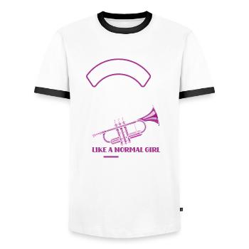 Trompete Trompeter Trompeten Spieler - Männer Kontrast-T-Shirt - Weiß/Schwarz - Vorne - AI Model Female 172 light (172cm) & AI Model Male 178 dark (178cm)