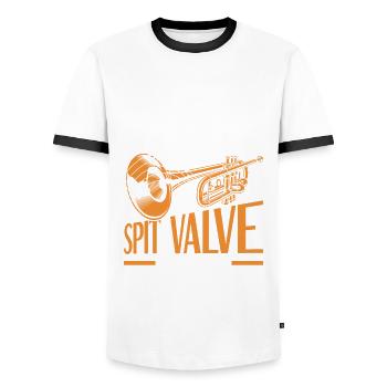 Trompete Trompeter Trompeten Spieler - Männer Kontrast-T-Shirt - Weiß/Schwarz - Vorne - AI Model Female 172 light (172cm) & AI Model Male 178 dark (178cm)
