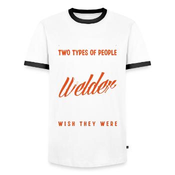 Funny Welder Gift - Men's Ringer Shirt - white/black - Front - AI Model Female 172 light (172cm) & AI Model Male 178 dark (178cm)