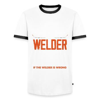 Funny Welder Gift - Men's Ringer Shirt - white/black - Front - AI Model Female 172 light (172cm) & AI Model Male 178 dark (178cm)