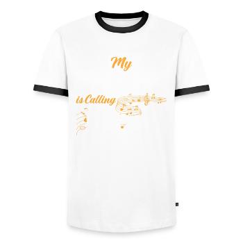 Trumpet trumpeter trumpet player - Men's Ringer Shirt - white/black - Front - AI Model Female 172 light (172cm) & AI Model Male 178 dark (178cm)
