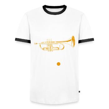 Trumpet Trumpeter Trumpet Player - Men's Ringer Shirt - white/black - Front - AI Model Female 172 light (172cm) & AI Model Male 178 dark (178cm)