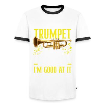 Trompete Trompeter Trompeten Spieler - Männer Kontrast-T-Shirt - Weiß/Schwarz - Vorne - AI Model Female 172 light (172cm) & AI Model Male 178 dark (178cm)