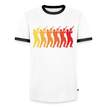 Trompete Trompeter Trompeten Spieler - Männer Kontrast-T-Shirt - Weiß/Schwarz - Vorne - AI Model Female 172 light (172cm) & AI Model Male 178 dark (178cm)