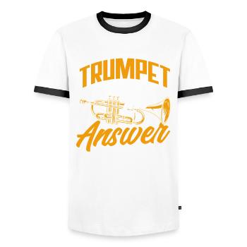 Trompete Trompeter Trompeten Spieler - Männer Kontrast-T-Shirt - Weiß/Schwarz - Vorne - AI Model Female 172 light (172cm) & AI Model Male 178 dark (178cm)