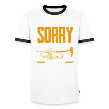 Trompete Trompeter Trompeten Spieler - Männer Kontrast-T-Shirt - Weiß/Schwarz - Vorne - AI Model Female 172 light (172cm) & AI Model Male 178 dark (178cm)