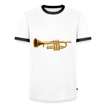 Trumpet Trumpeter Trumpet Player - Men's Ringer Shirt - white/black - Front - AI Model Female 172 light (172cm) & AI Model Male 178 dark (178cm)