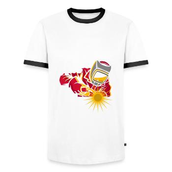 Funny Welder Gift - Men's Ringer Shirt - white/black - Front - AI Model Female 172 light (172cm) & AI Model Male 178 dark (178cm)