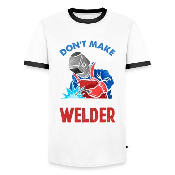 Funny Welder Gift - Men's Ringer Shirt - white/black - Front - AI Model Female 172 light (172cm) & AI Model Male 178 dark (178cm)